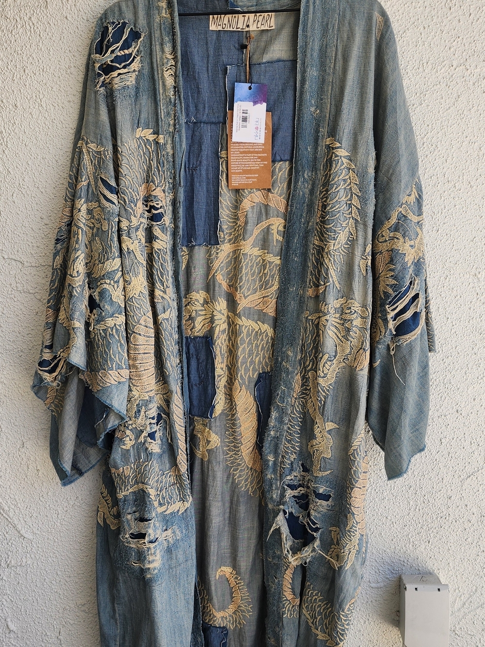 Magnolia Pearl Denim Dragon Daiji Kimono Jacket 517 Washed Indigo - Picture 2 of 13